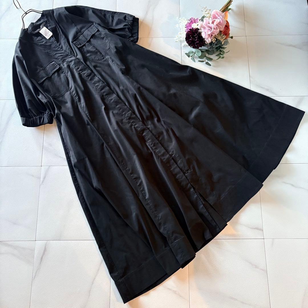 NO.3-139 MARINA RINALDI 46サイズ　黒ロングシャツワンピ