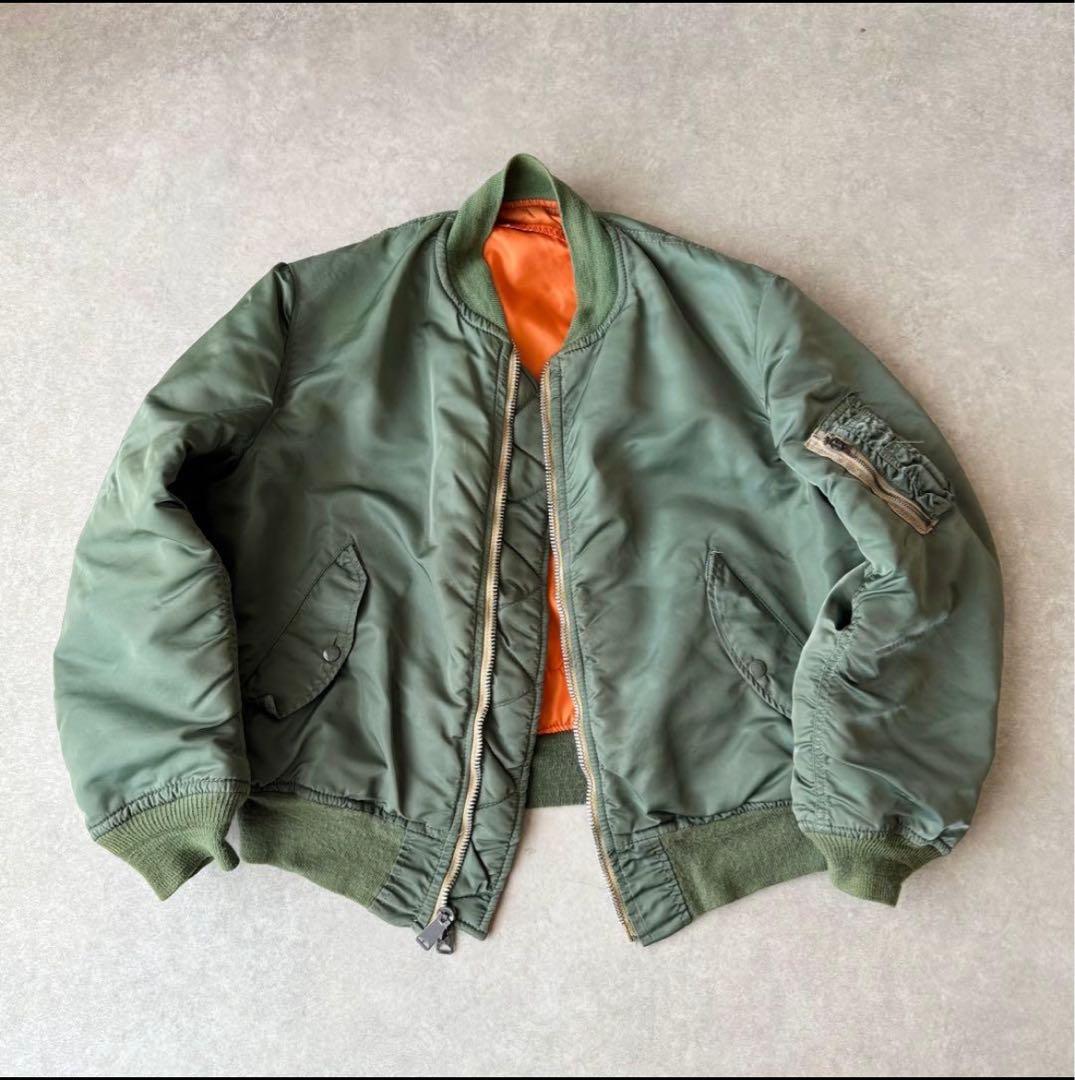 希少70s USA製 ALPHA アルファ MA-1フライトジャケット オリーブ