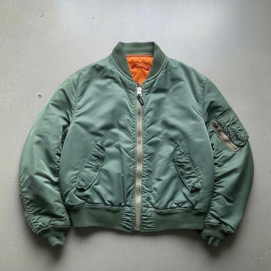 希少70s USA製 ALPHA アルファ MA-1フライトジャケット オリーブ