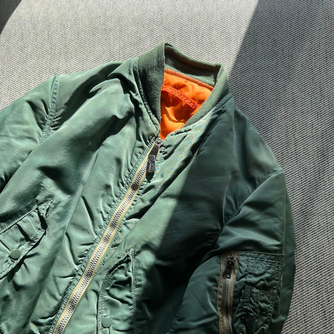 希少70s USA製 ALPHA アルファ MA-1フライトジャケット オリーブ