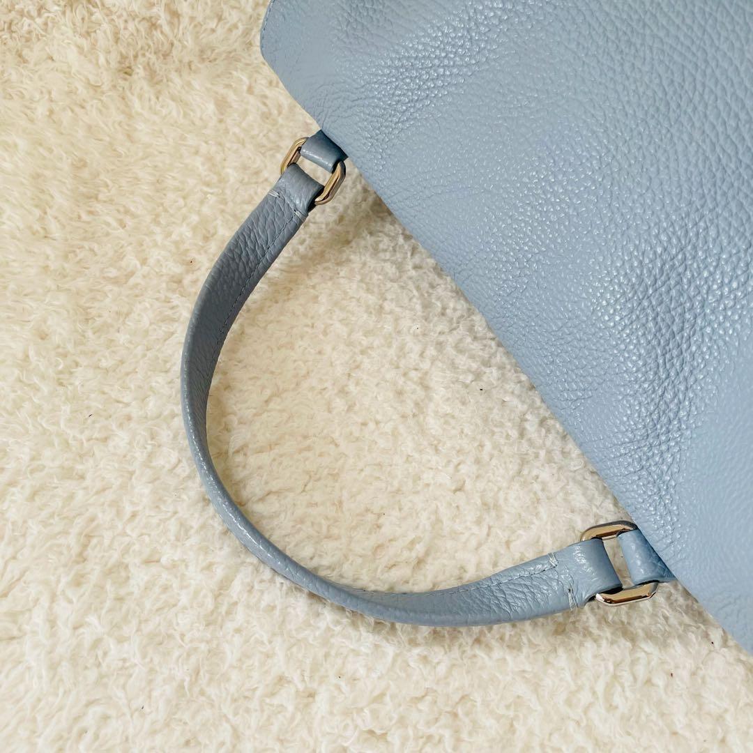 【美品】ザネラート ポスティーナ ショルダーバッグ ハンドバッグ 水色