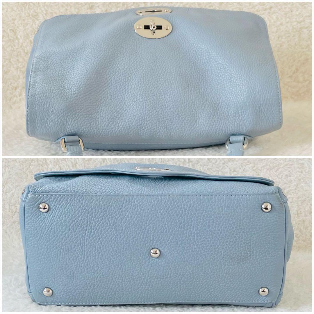 【美品】ザネラート ポスティーナ ショルダーバッグ ハンドバッグ 水色