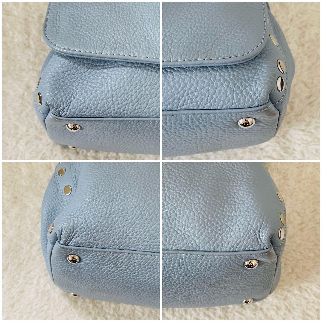 【美品】ザネラート ポスティーナ ショルダーバッグ ハンドバッグ 水色