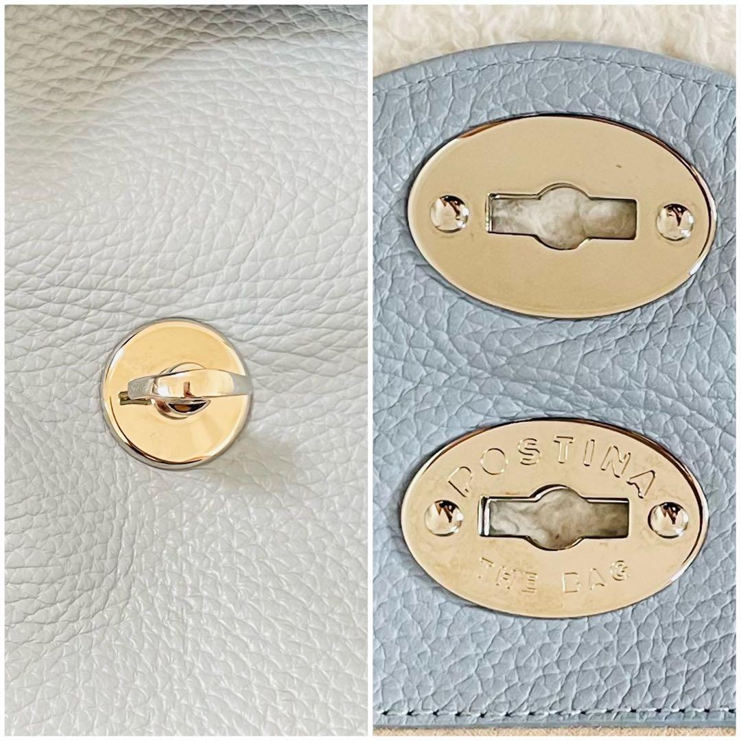 【美品】ザネラート ポスティーナ ショルダーバッグ ハンドバッグ 水色