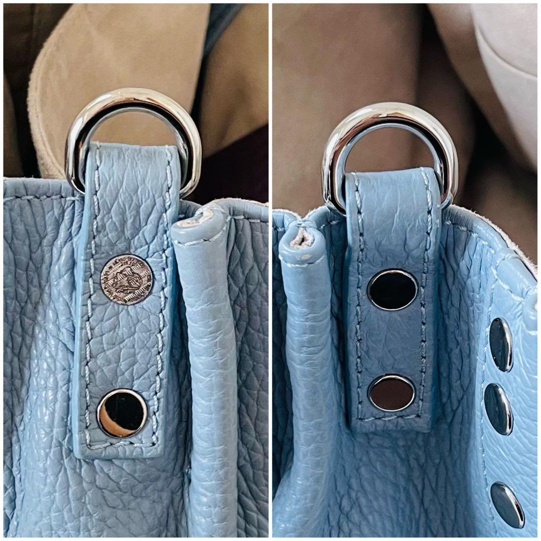 【美品】ザネラート ポスティーナ ショルダーバッグ ハンドバッグ 水色