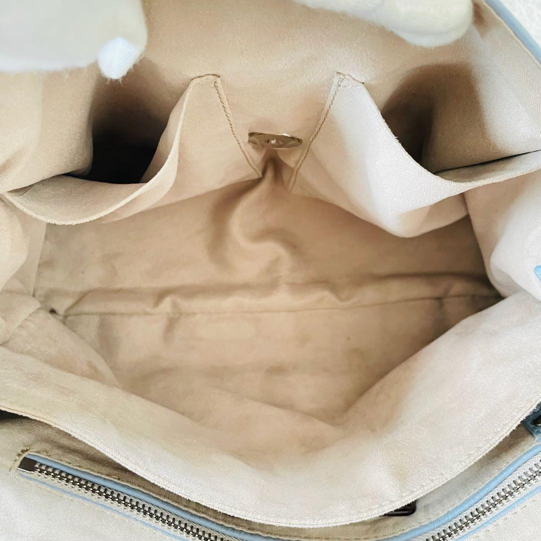 【美品】ザネラート ポスティーナ ショルダーバッグ ハンドバッグ 水色