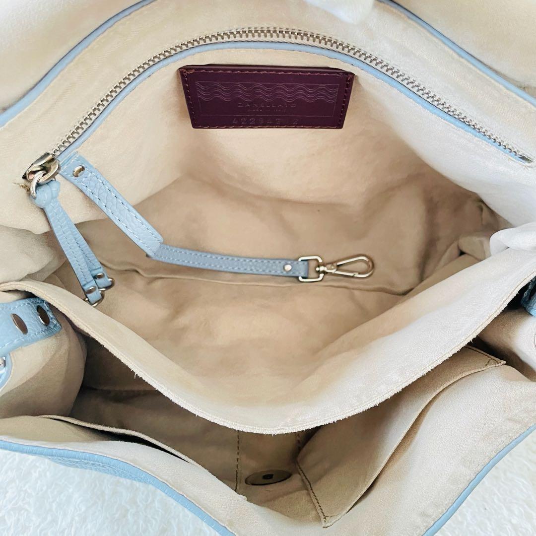 【美品】ザネラート ポスティーナ ショルダーバッグ ハンドバッグ 水色