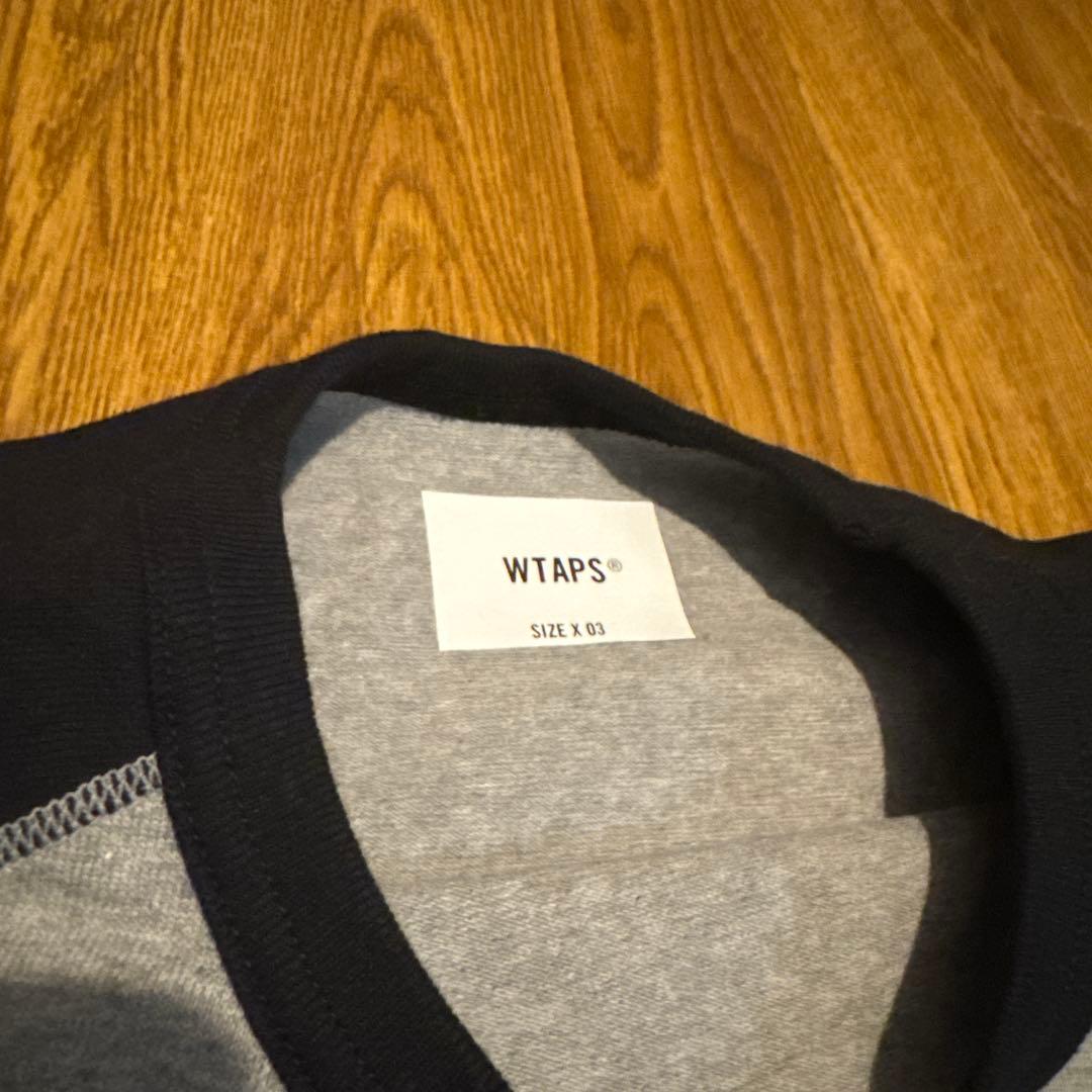 WTAPS ラグランスリーブ長袖Tシャツ グレー/ブラック Lsize