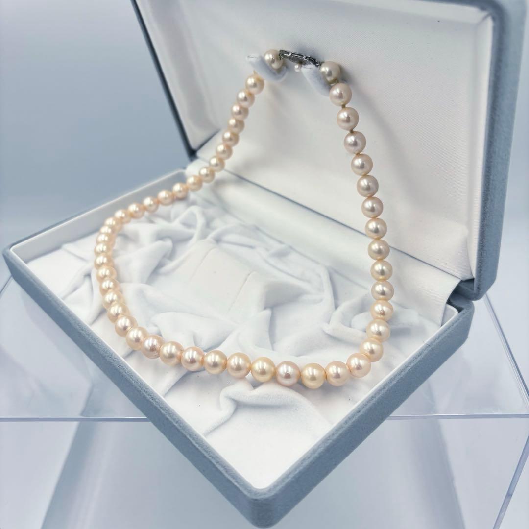 【艶テリ良✨大珠8.5m】あこや本真珠 パールネックレス　干渉色◎ シルバー刻印