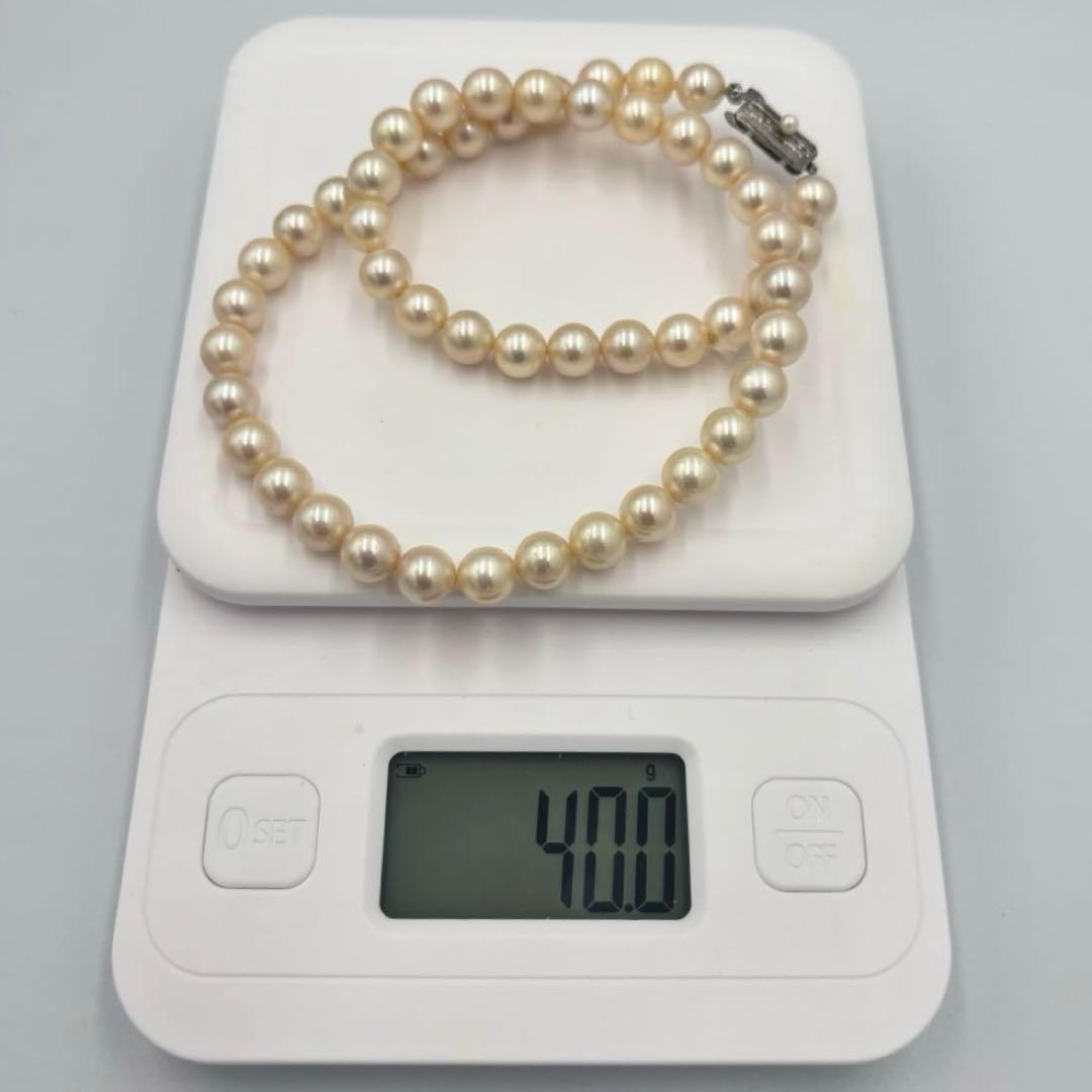 【艶テリ良✨大珠8.5m】あこや本真珠 パールネックレス　干渉色◎ シルバー刻印
