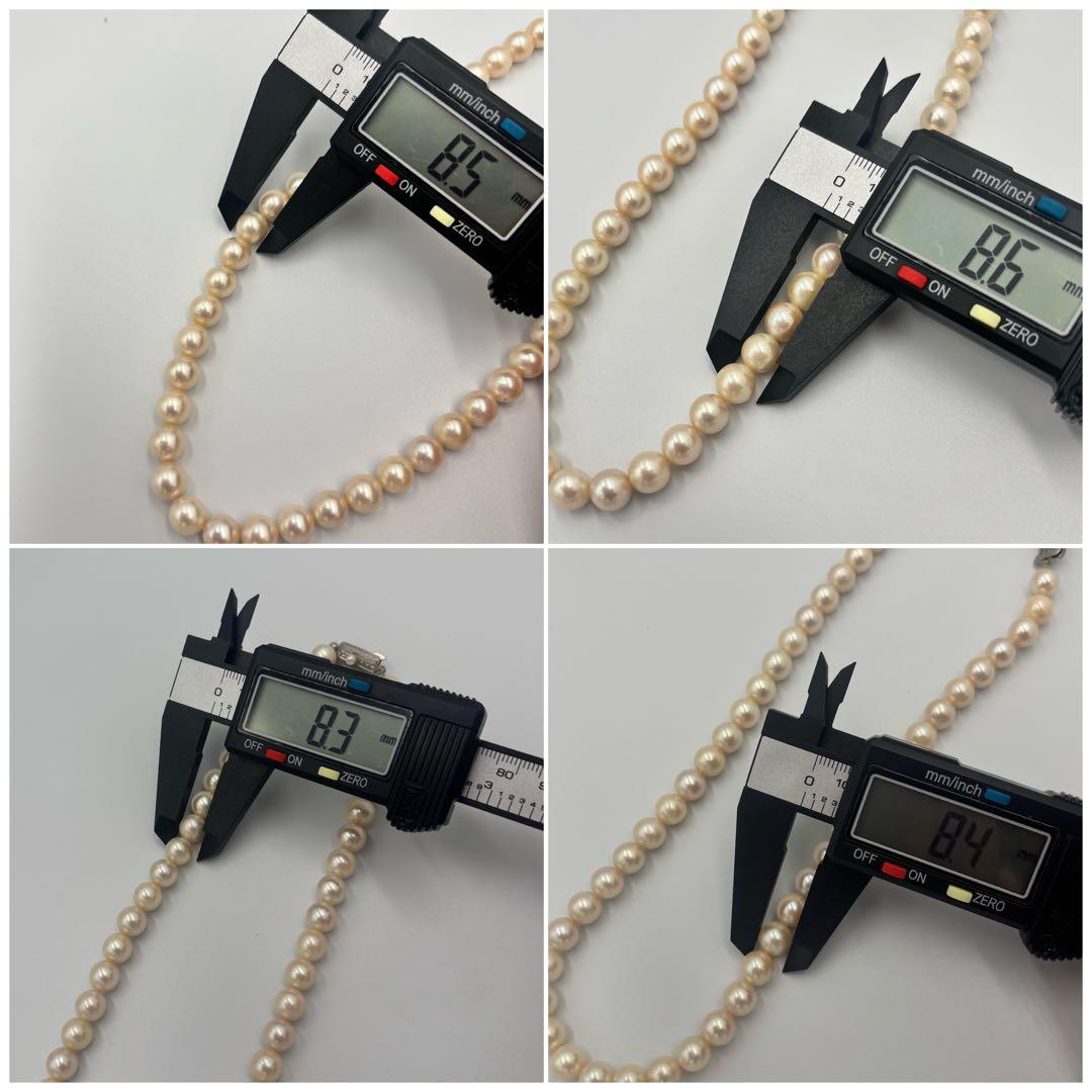 【艶テリ良✨大珠8.5m】あこや本真珠 パールネックレス　干渉色◎ シルバー刻印