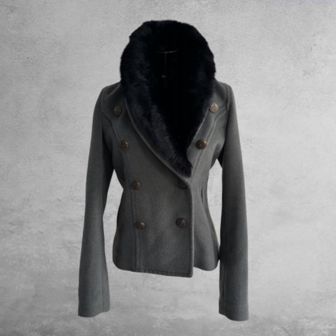 00s archive ナポレオンジャケット ラビットファー襟 銀ボタン y2k