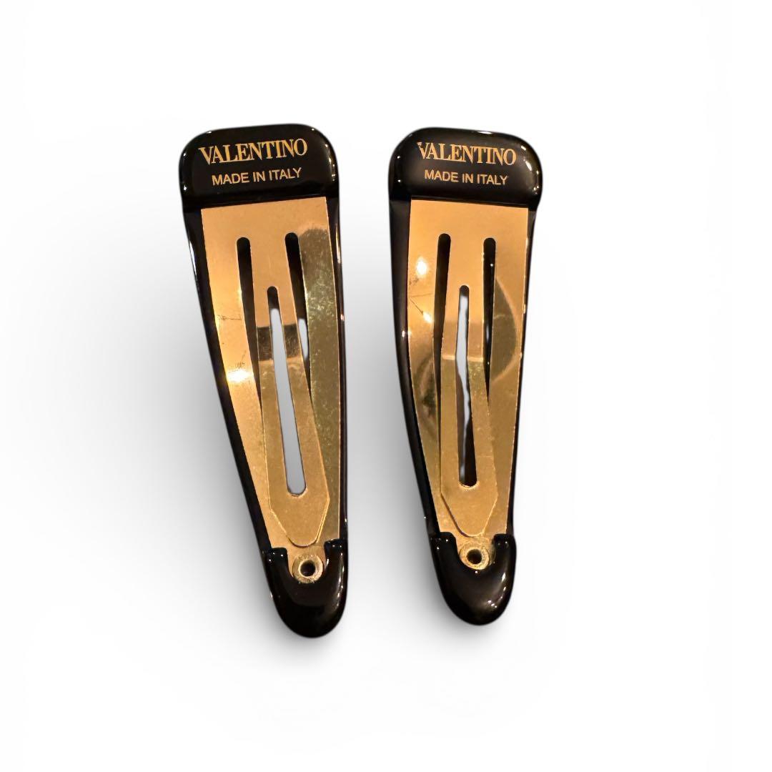 VALENTINO ヴァレンティノ ヘアピン ヘアクリップ ブラック ゴールド