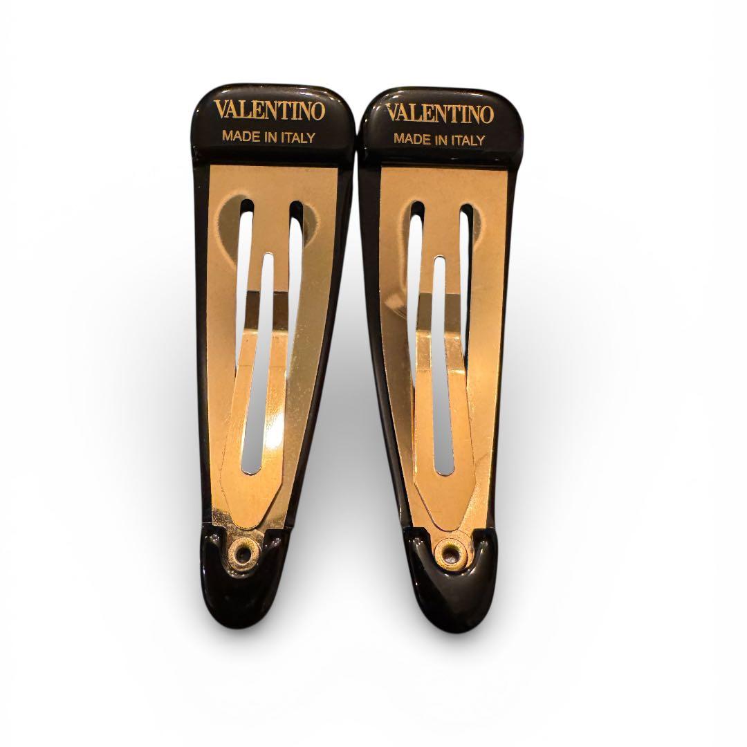 VALENTINO ヴァレンティノ ヘアピン ヘアクリップ ブラック ゴールド