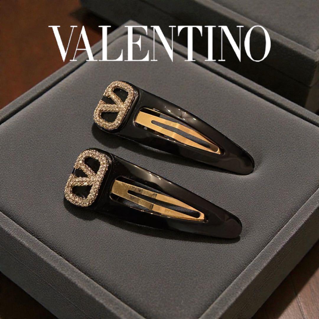 VALENTINO ヴァレンティノ ヘアピン ヘアクリップ ブラック ゴールド