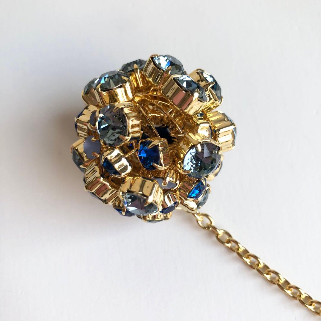 新品 A.D.M.J. スワロフスキー クリスタル ボール チャーム ゴールド