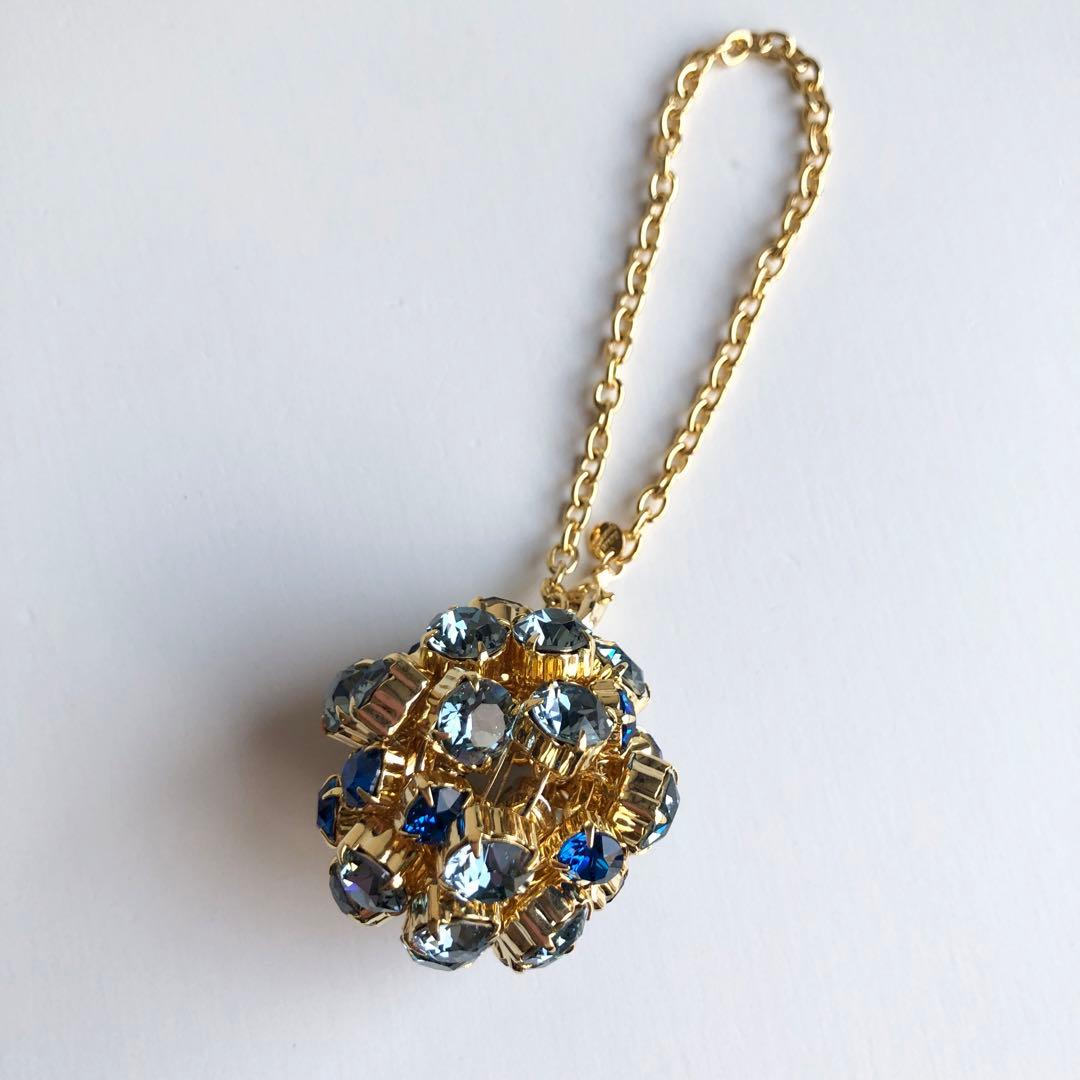 新品 A.D.M.J. スワロフスキー クリスタル ボール チャーム ゴールド