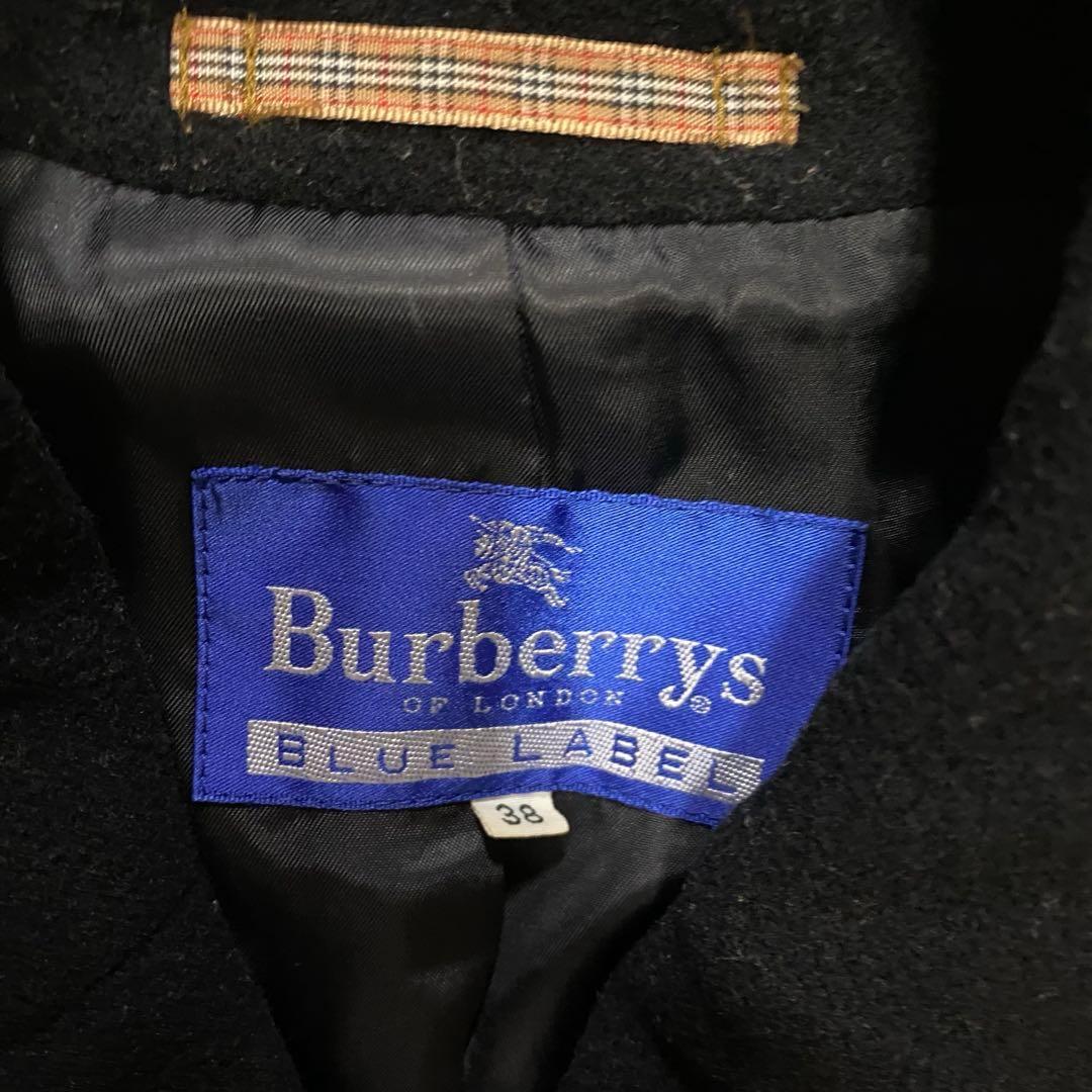 【美品】バーバリーブルーレーベル　ダブルチェスターコート　カシミヤ混　黒　M