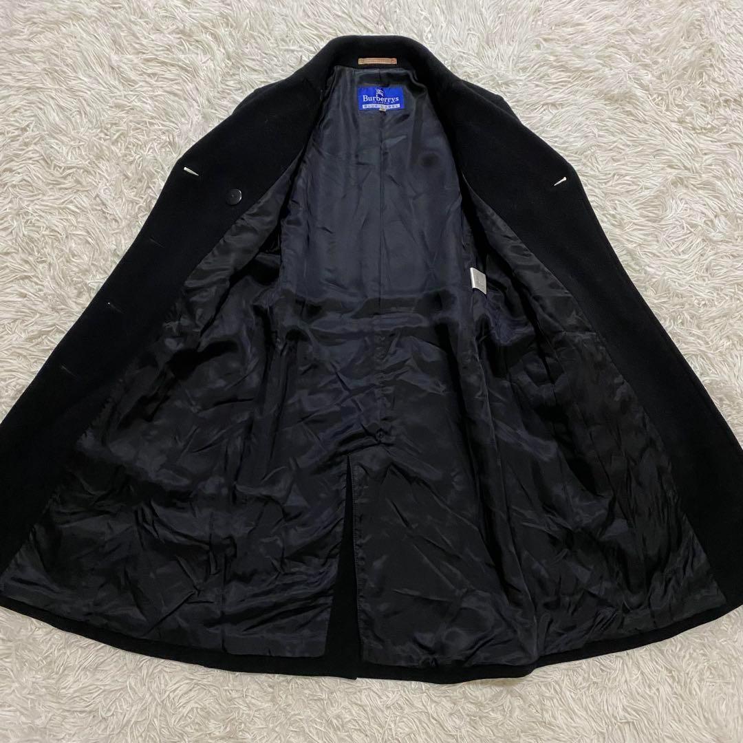 【美品】バーバリーブルーレーベル　ダブルチェスターコート　カシミヤ混　黒　M