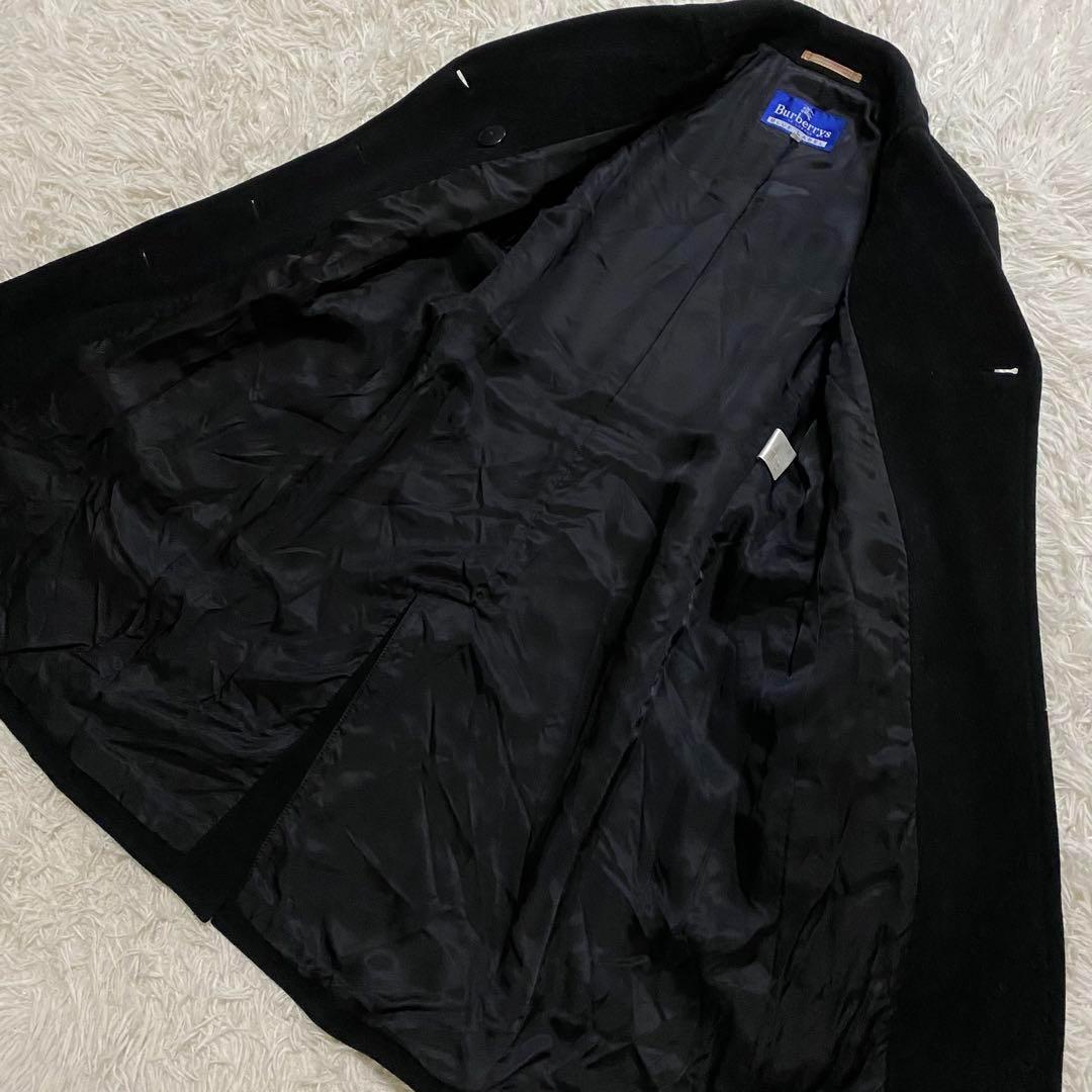 【美品】バーバリーブルーレーベル　ダブルチェスターコート　カシミヤ混　黒　M