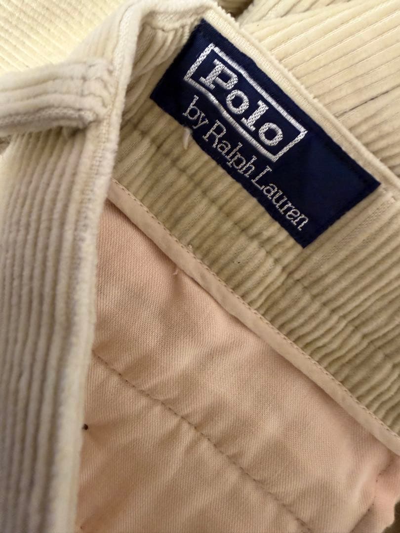 90s ラルフローレン 太畝 コーデュロイパンツ ホワイト 白 アンドリュー