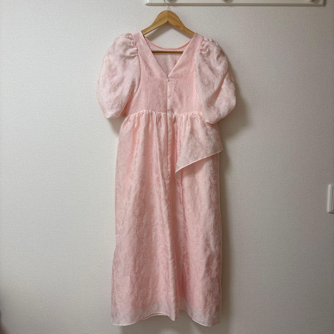 バブルスリーブジャガードドレス