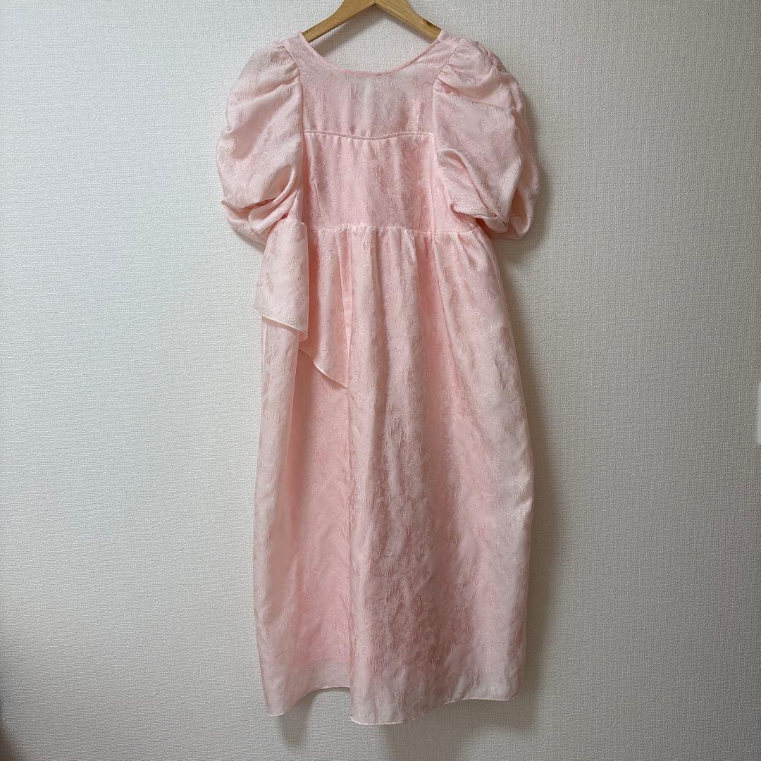 バブルスリーブジャガードドレス