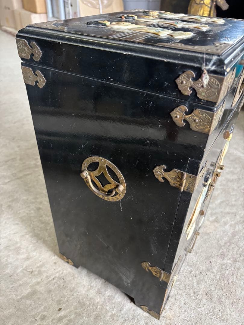 韓国 中国 唐木 螺鈿 象嵌 漆 ジュエリーボックス　小物箪笥