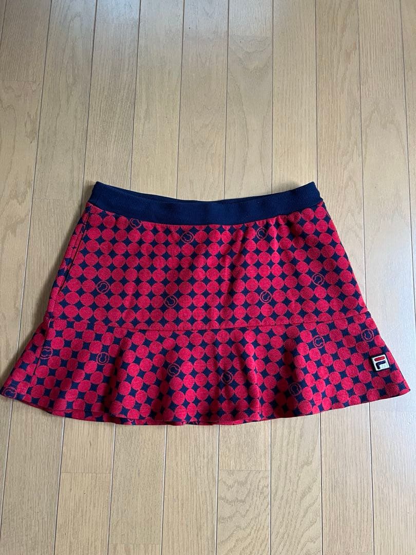 FILA テニス　ジャガードフーデイとシャツ、スカートの3点セットアップ　L
