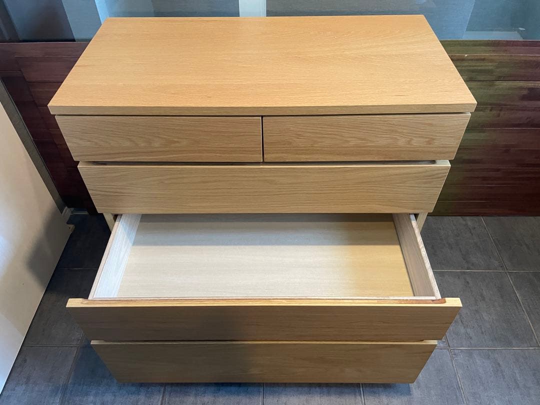 U-shin　超美品■MUJI/無印良品 オーク材 木製チェスト/4段引出