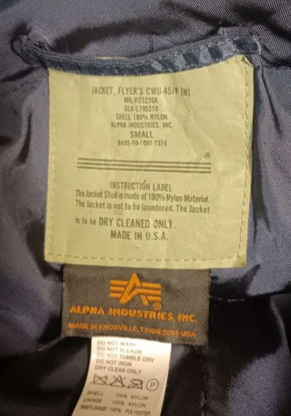 アルファ　cwu_45p サイズsmall　アメリカ製　ネイビー