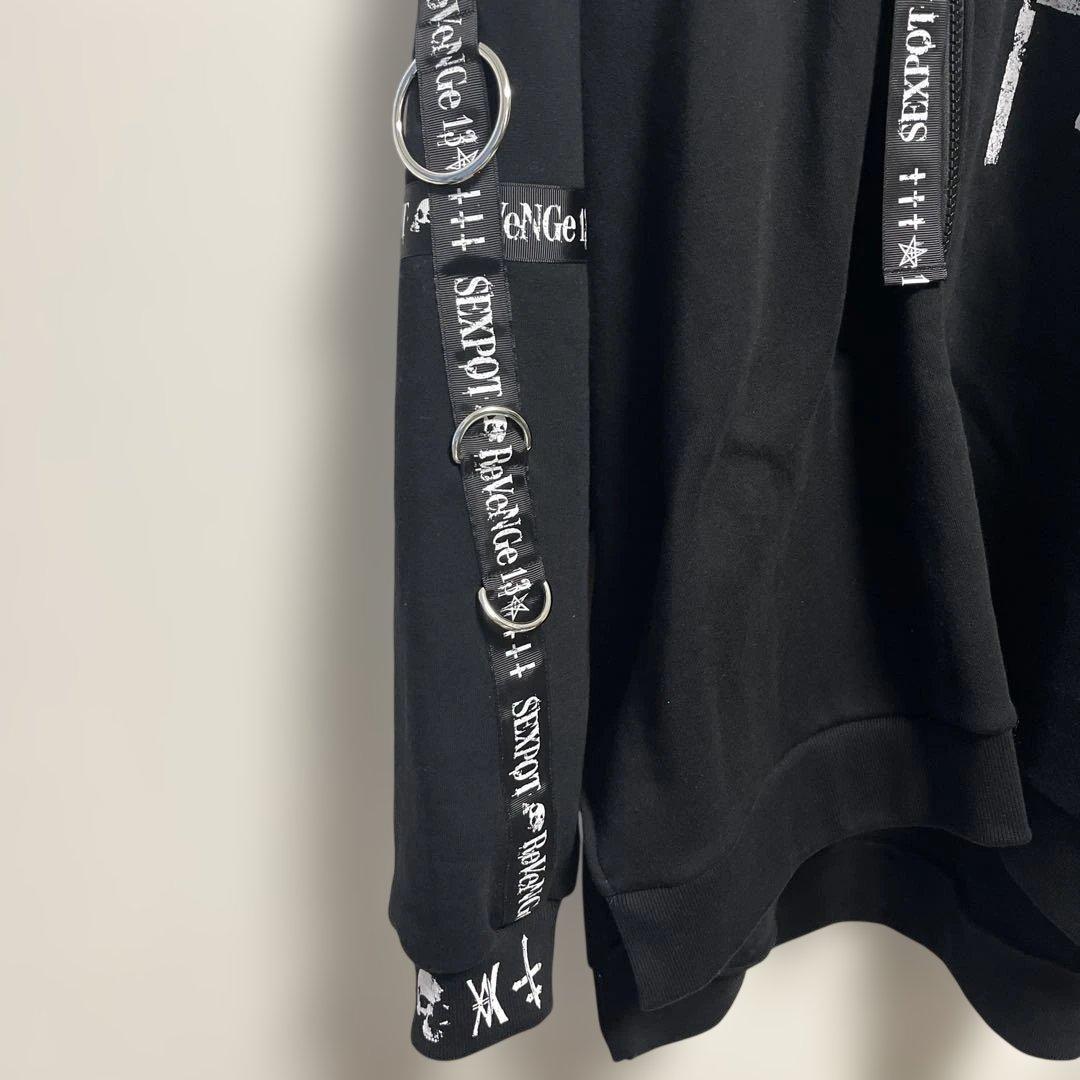 美品❗️ SEX POT セックスポット パーカー フーディ 黒 スカル ジップ