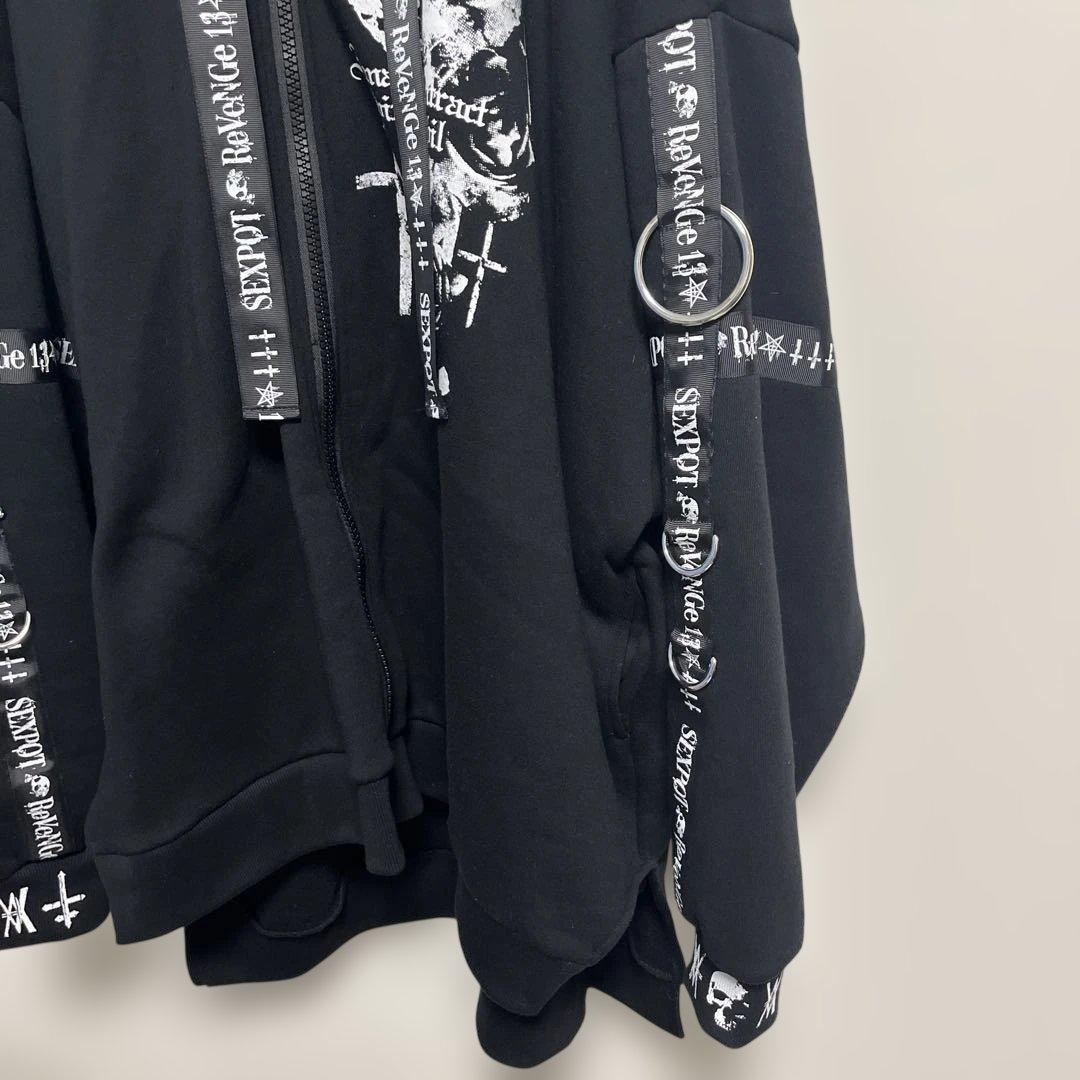 美品❗️ SEX POT セックスポット パーカー フーディ 黒 スカル ジップ