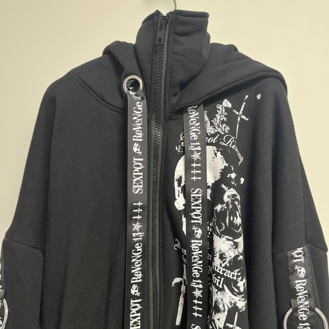 美品❗️ SEX POT セックスポット パーカー フーディ 黒 スカル ジップ