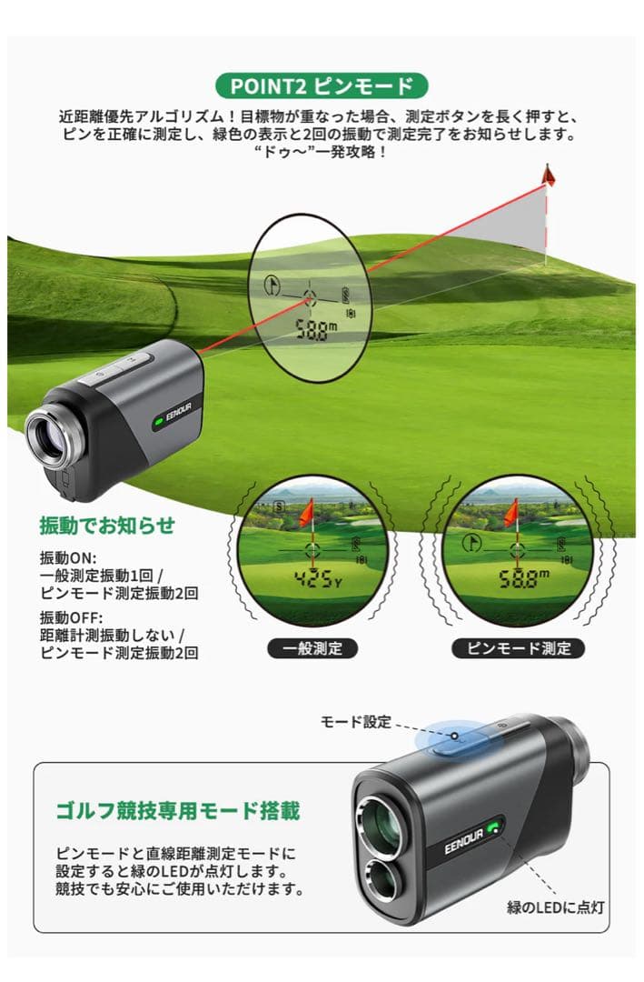 EENOUR ゴルフ用レーザー距離計 ホワイト【美品】