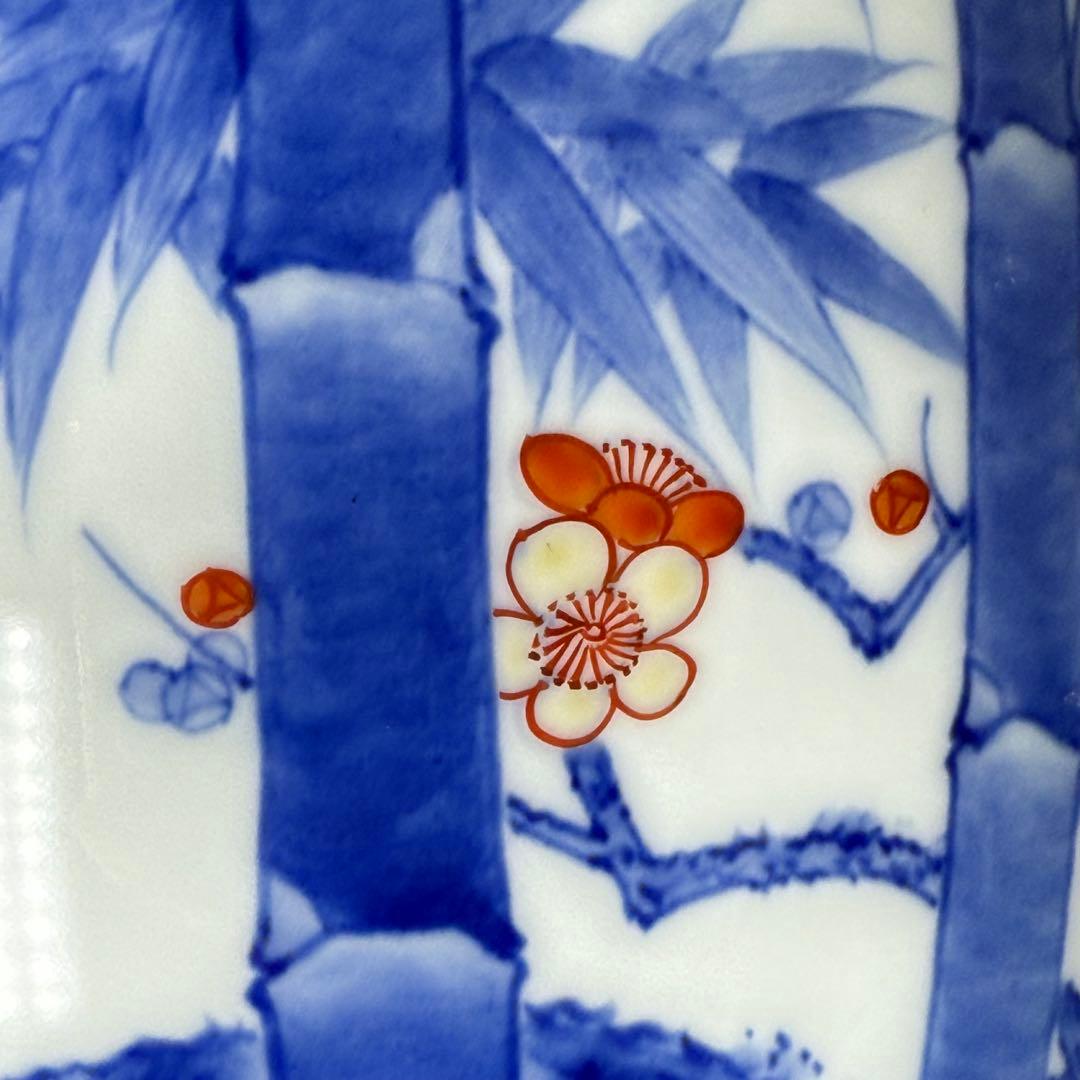 鍋島御庭焼　市川光春　本人作　最高位作　色鍋島竹梅図大花瓶　高33.5cm