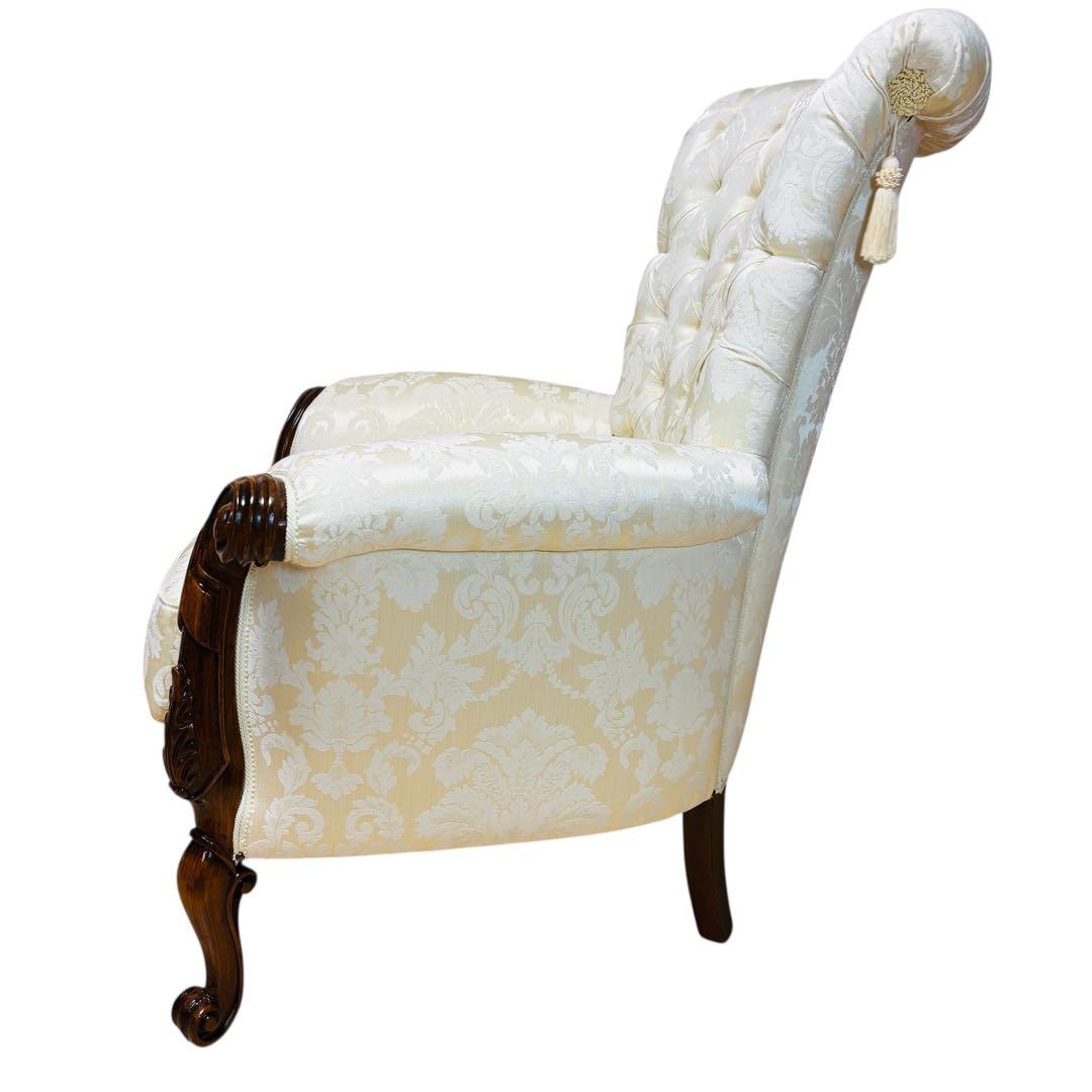 エクセレンテ　イタリア製　アームチェア　1人掛けソファ　ハイバック　猫足　ロココ