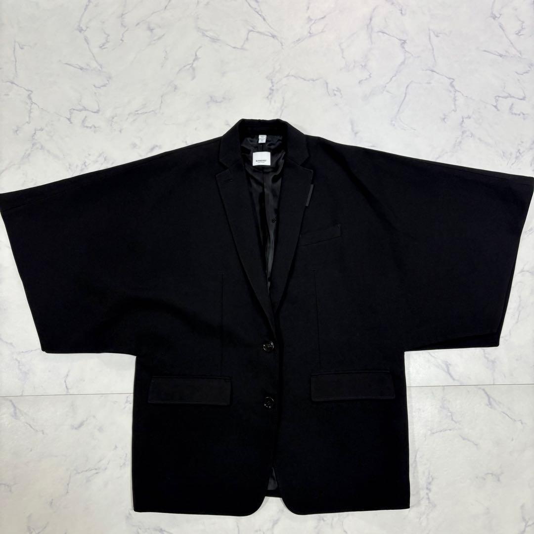 極美品 現行タグ BURBERRY ウール ショートスリーブ ケープ ジャケット