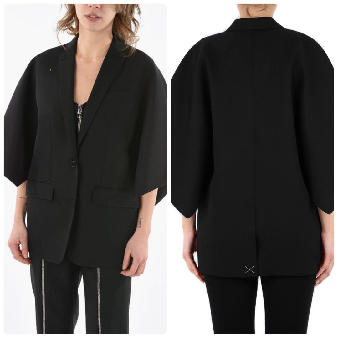 極美品 現行タグ BURBERRY ウール ショートスリーブ ケープ ジャケット