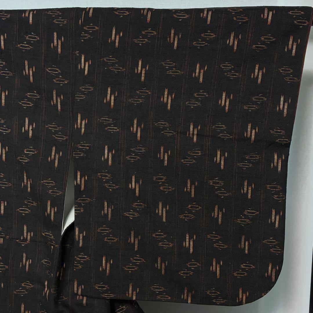 D157 本場久米島紬　正絹　着物　袷　極美品