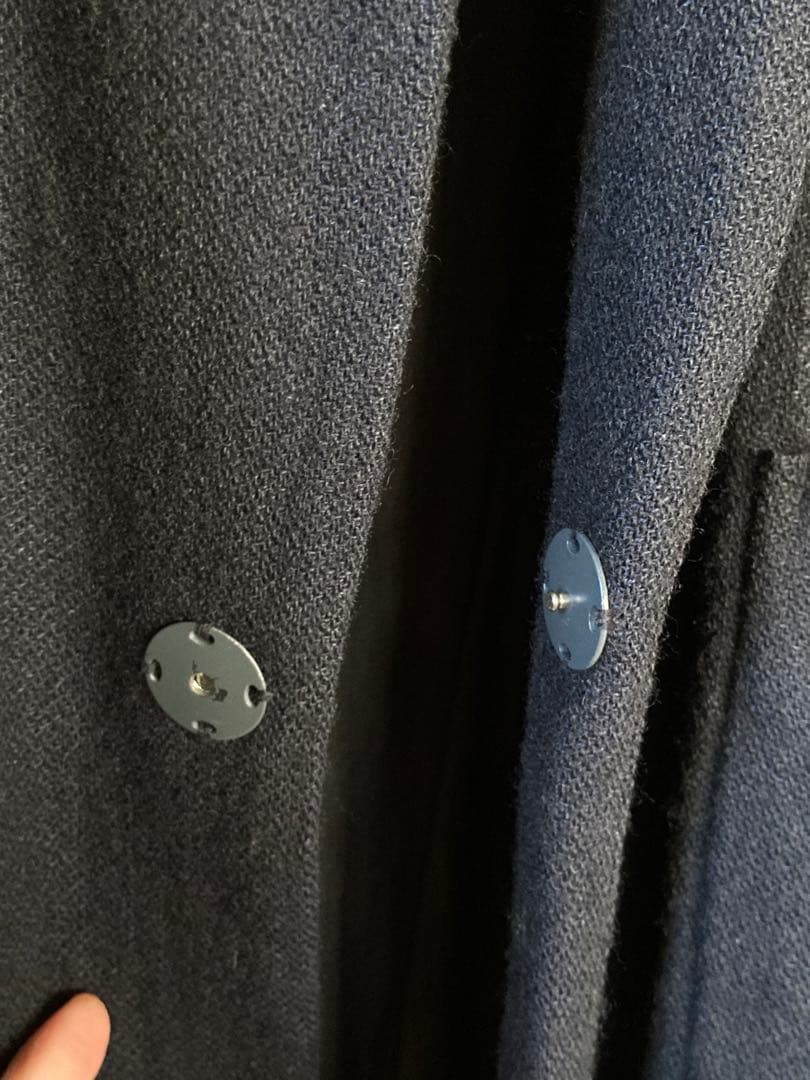 FILMUM フィルマム ウール&リネン交織 ノーカラーコート黒