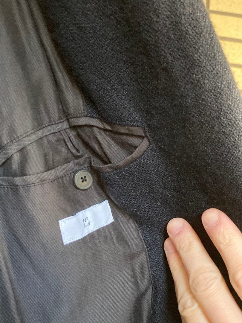 FILMUM フィルマム ウール&リネン交織 ノーカラーコート黒