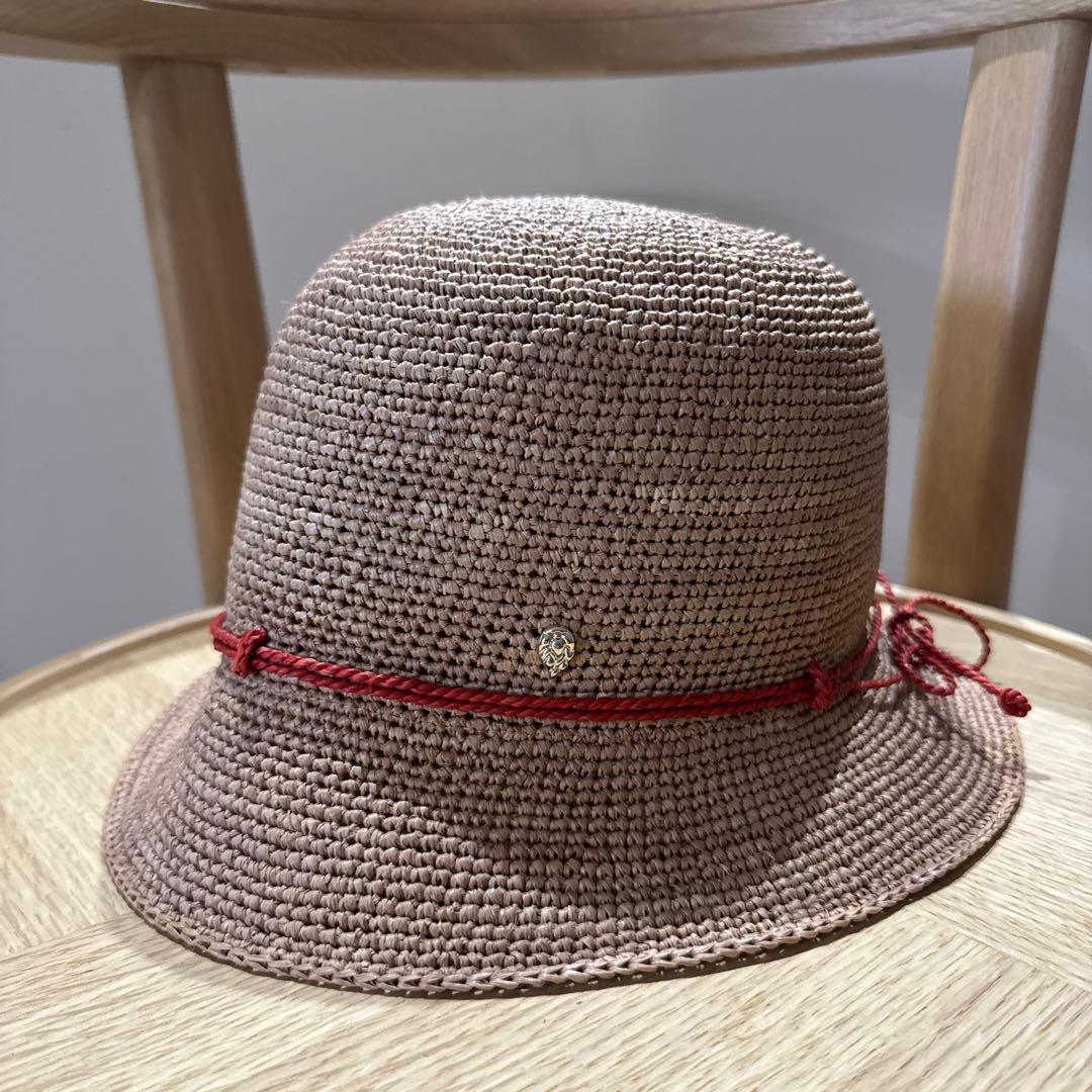 HELEN KAMINSKI VILLA 6 ベージュラフィアハット赤リボン