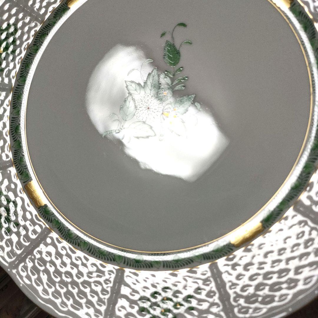 ヘレンド　アポニーグリーン　ディナープレート　25センチ　2枚セット