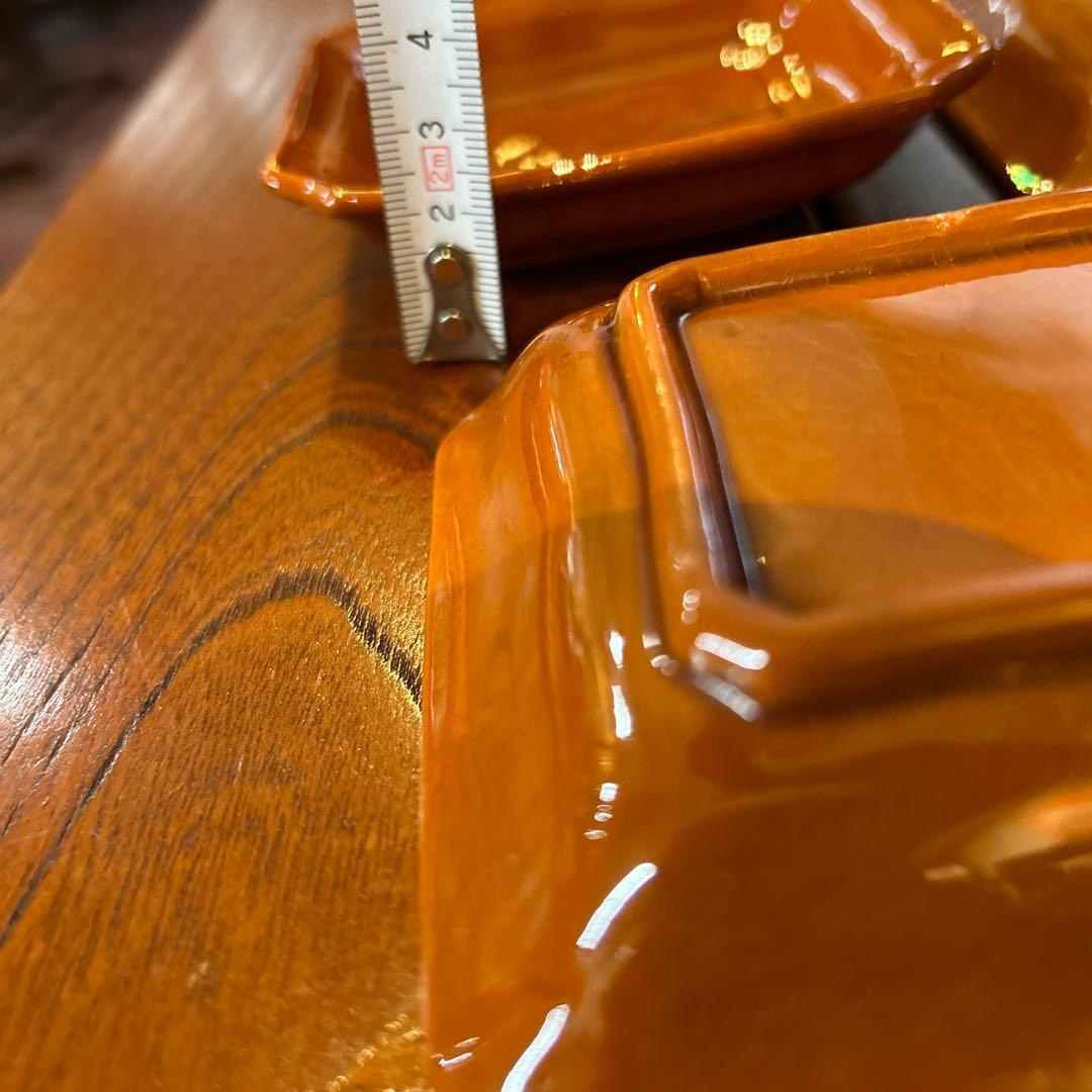 珉平焼 民平焼 小皿 淡路珉平焼 手塩皿 アンティーク　6枚 柿釉薬