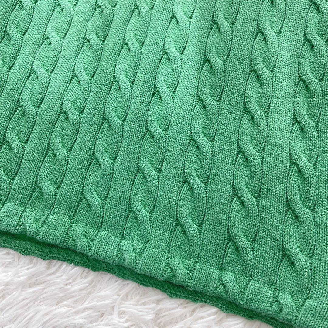 ポロバイラルフローレン　ケーブルニット クロップド ポロシャツ ベスト 緑 XL