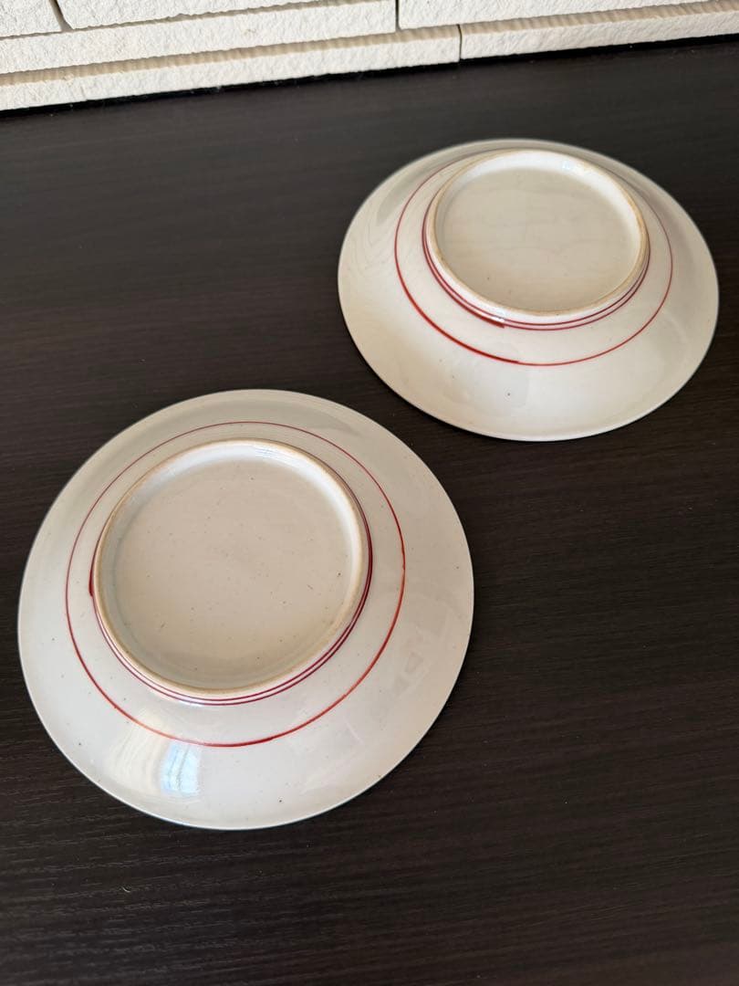 古伊万里 赤玉瓔珞紋 五寸皿 二客