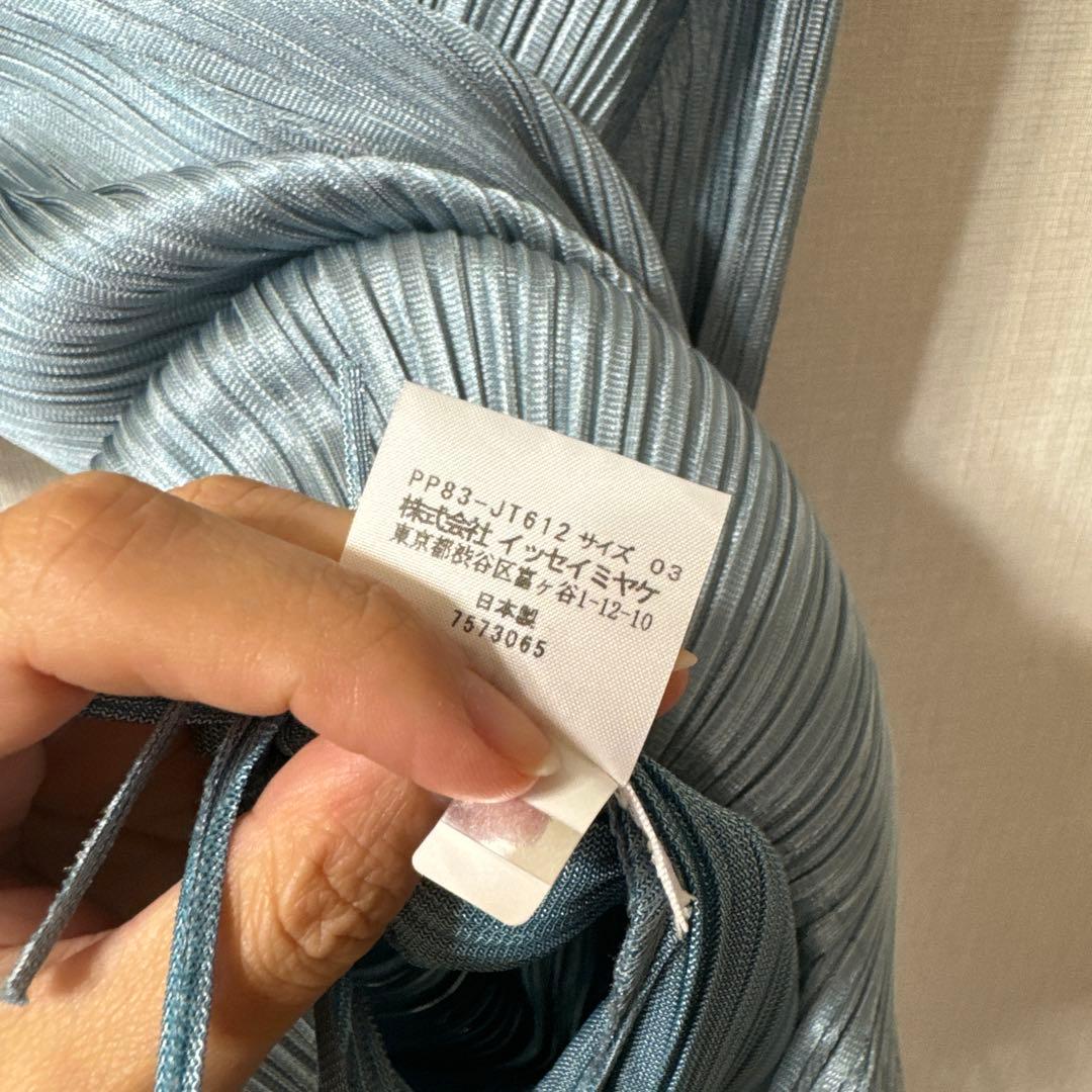 プリーツプリーズ　イッセイミヤケ　フリンジプリーツチュニック　スカイブルー　3