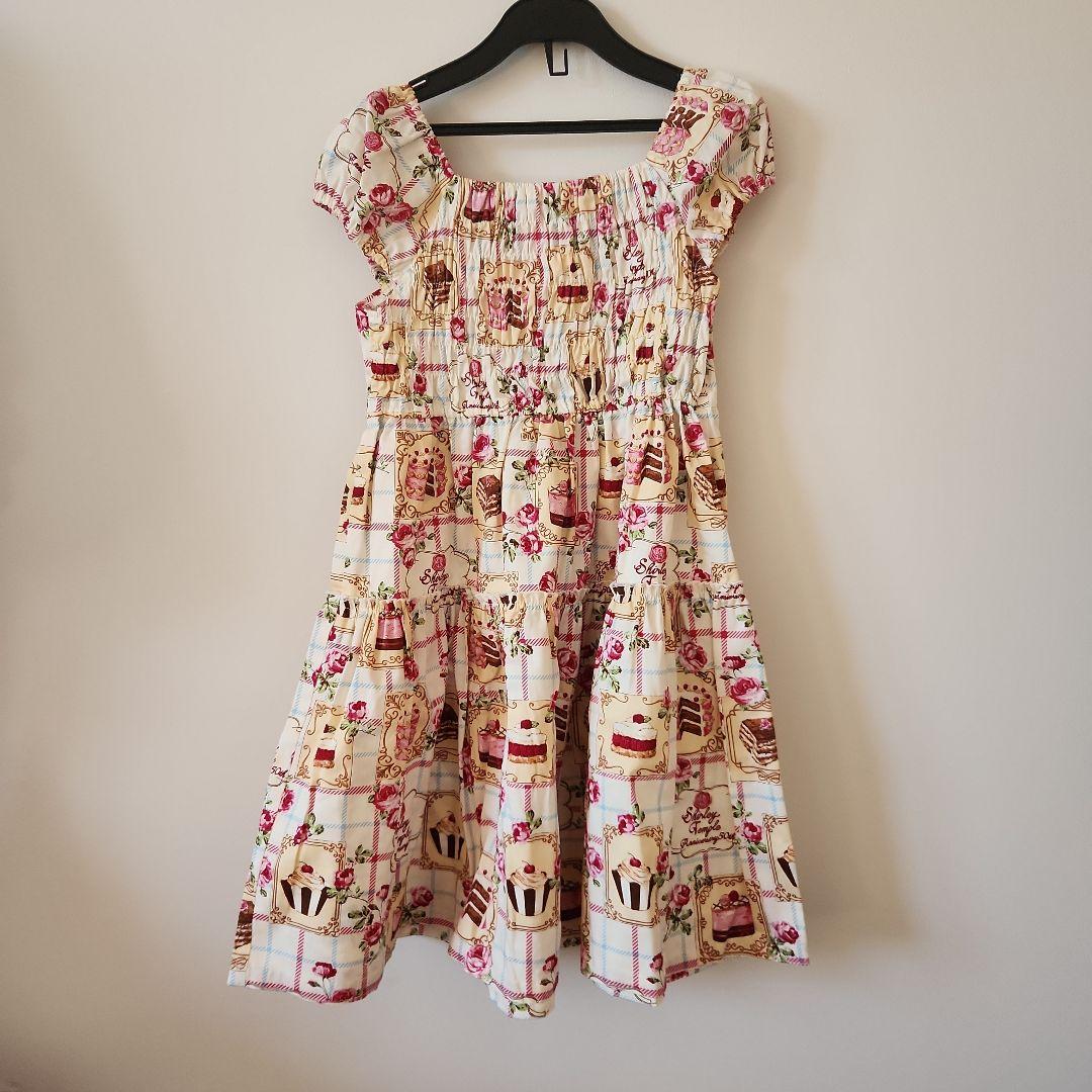 シャーリーテンプル130ケーキ柄フレアワンピース