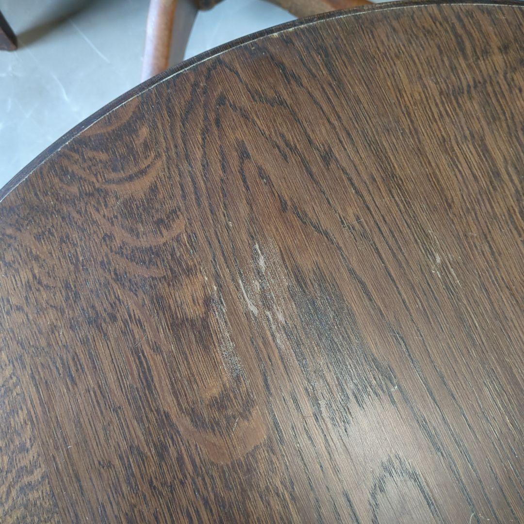 アンティークフランスダークブラウン楕円形木製座卓